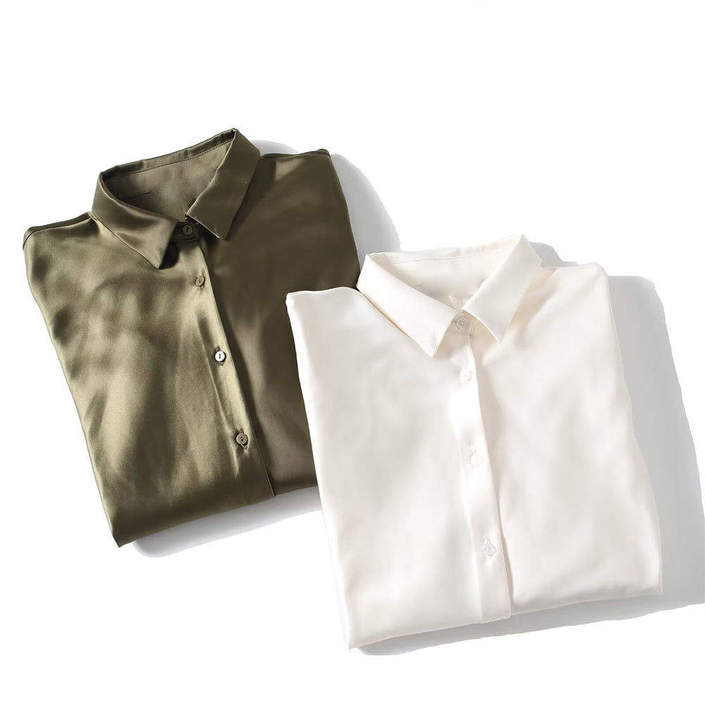 Women's casual satin texture bat sleeve shirt