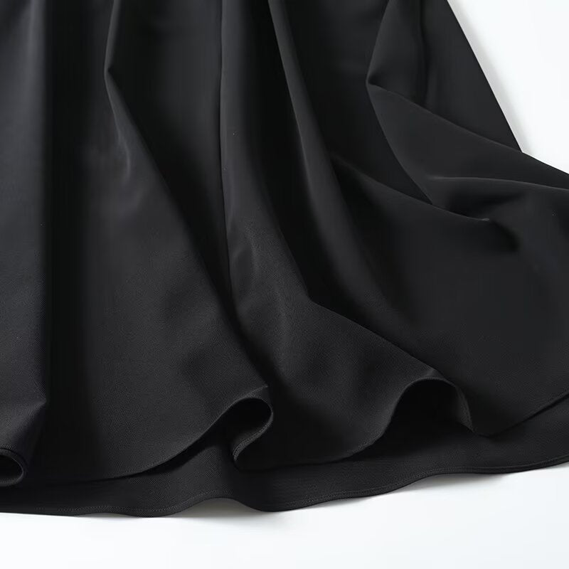 Women's black elastic waist casual flared skirt