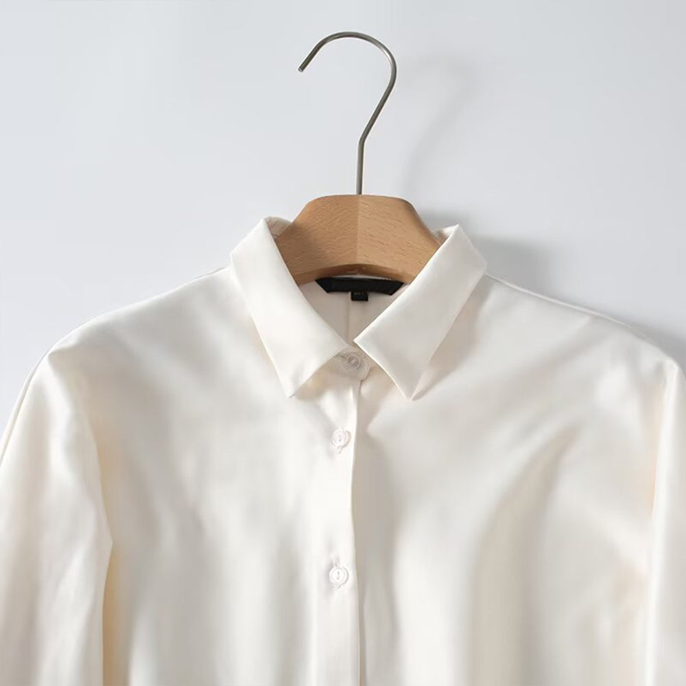 Women's casual satin texture bat sleeve shirt