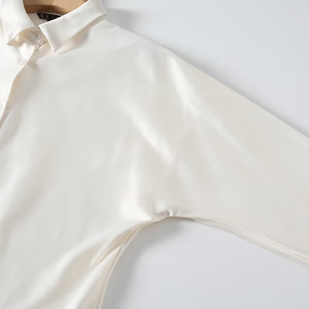 Women's casual satin texture bat sleeve shirt
