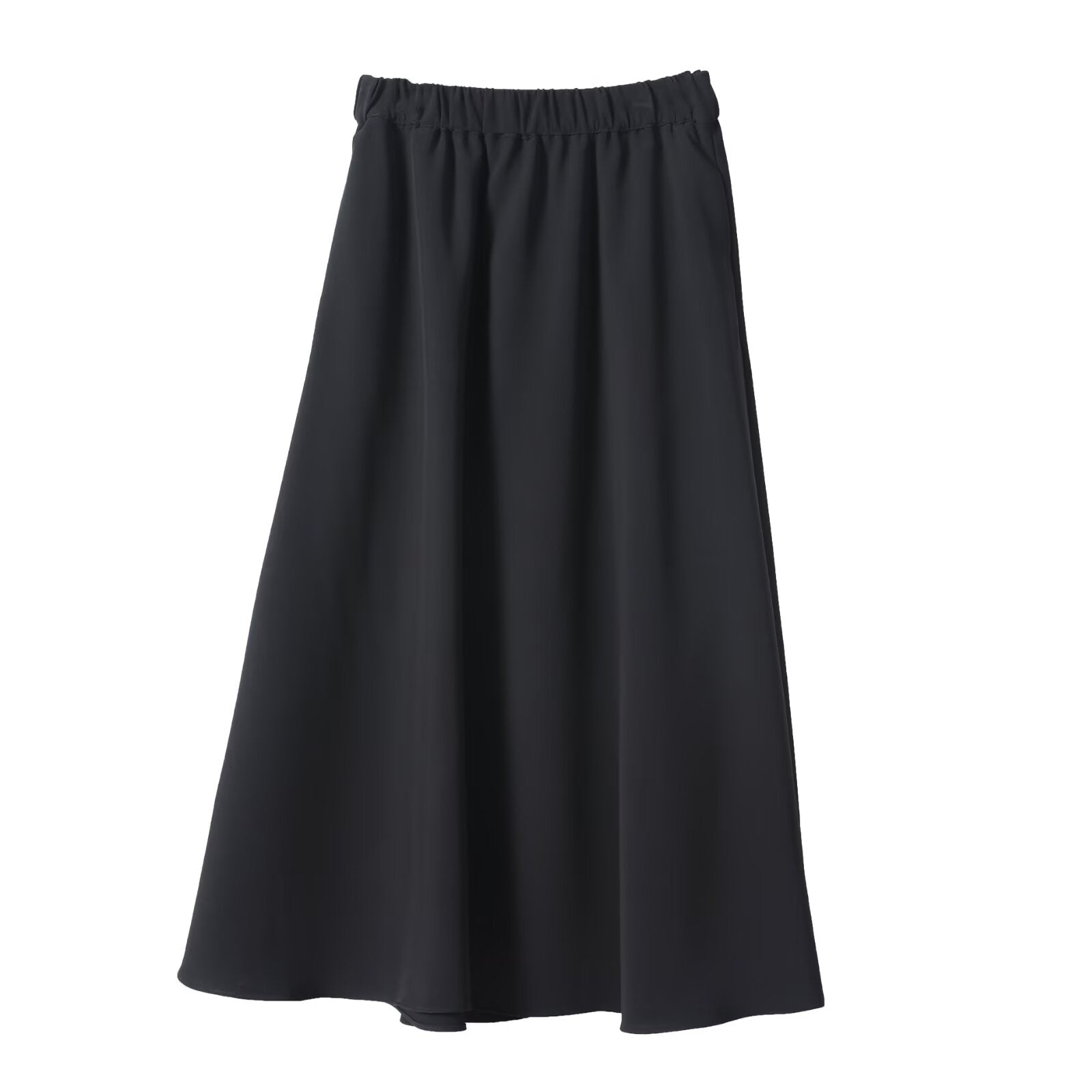 Women's black elastic waist casual flared skirt