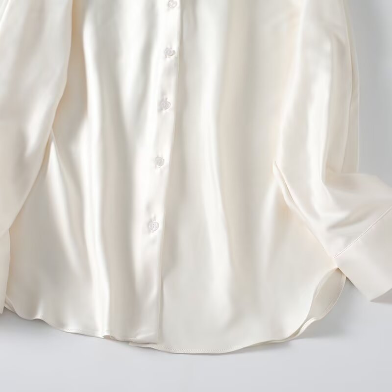 Women's casual satin texture bat sleeve shirt